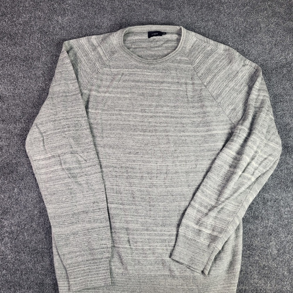 J.Crew Mens Medium Gray Heathered 100% Cotton Raglan Crewneck Sweater
